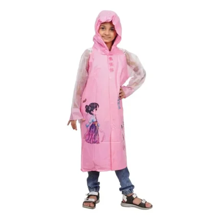 Kid's Cartoon Printed Raincoat with School Bag Cover