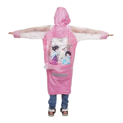 Kid's Cartoon Printed Raincoat with School Bag Cover